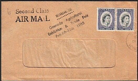 GRENADA 1962 cover scarce AGRICULTURAL EXHIBITION handstruck slogan........73681