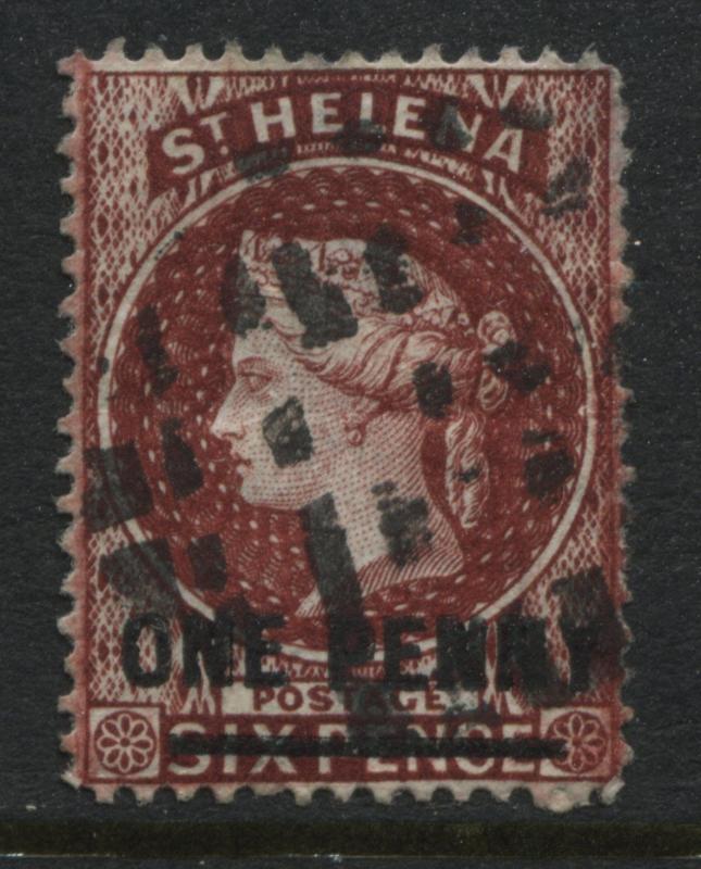 St.Helena QV 1883 1d on 6d brown red used