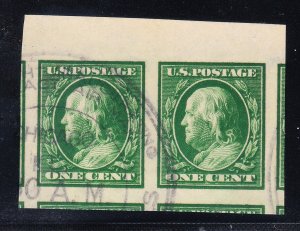 MOstamps - US #383 Used Pair Grade 100 with PSAG cert - Lot # MO-4904 SMQ $500