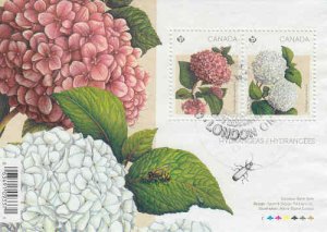 Canada 2016 Hydrangeas Souvenir Sheet, #2896 Used