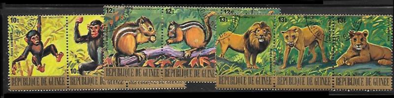 Guinea C140 - 42 cto 2017 SCV $12.50 strips of 3 - short set  -  10668