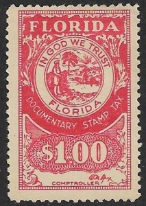 USA FLORIDA 1946 $1.00 Documentary Tax Revenue SRS D24 MH w Corner Crease