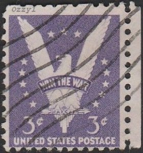US #905 1942 3c Violet American Eagle Win The War USED-VG-NH.