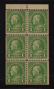 1916 Washington 1c green Sc 462a fresh MNH fresh booklet pane of 6 (F