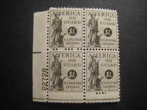 Scott PS14, $1 Postal Savings Minute Man, PB4 #22728 LL, MNH Beauty, CV $75