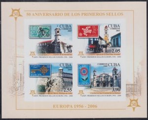 Cuba Scott # 4543a.1MNH S/S IMPERFORATE of 4 STAMPS on STAMPS, CHURCHES