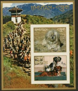 BHUTAN Sc#149Mp 1972 Asian Dogs Perf & Imperf Souvenir Sheets Mint NH