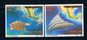 Mexico 1281-82 Unused set Whales and turtles (M0238)