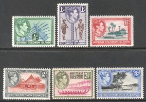 BSI Solomon Islands Scott 67/72 - SG60/65, 1939 George VI 1/2d-3d MH*