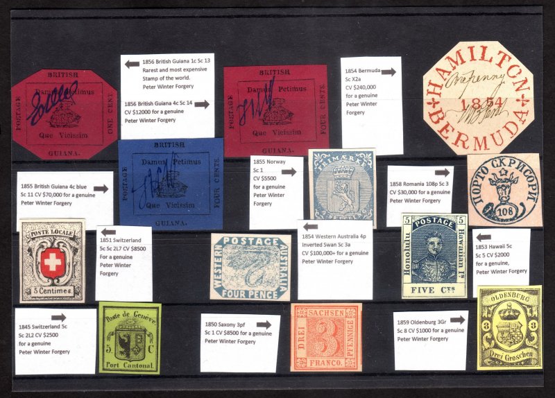 World's Most Valuable stamps, Peter Winter Forgeries, Good Quality, Check photos