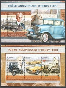 St1329 2013 Guinea Automobiles Cars History Henry Ford 1Kb+1Bl Mnh