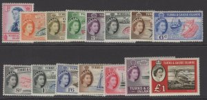 TURKS & CAICOS IS. SG237/50+253 1957 DEFINTIVE SET MNH