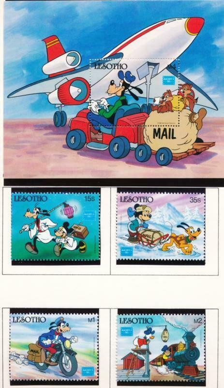 DISNEY LESOTHO 540-544 MINT NH MAIL CARRIERS