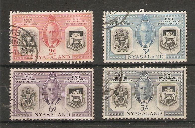 NYASALAND 1951 DIAMOND JUBILEE OF PROTECTORATE SET SG 167/170  FINE USED