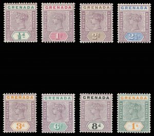 Grenada 1895 QV set complete MLH. SG 48-55. Sc 39-46.