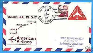 F26-30F  NEW YORK/ SYDNEY- AMERICAN A/L 1970 FAM 26, FIRST FLIGHT AIRMAIL COVER.