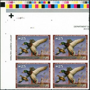 RW85 2018 FEDERAL DUCK STAMP UPPER LEFT PLATE BLOCK FROM PRESS SHEET