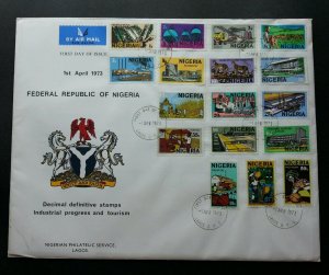 Nigeria Definitive Industrial & Tourism 1973 Palm Oil Textile Hospital FDC *Rare