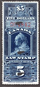 FSC9, van Dam, $5, Used, Federal Supreme Court, 1897 Widow Victoria, Canada