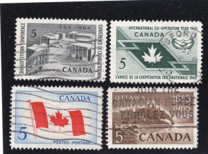 Canada 1964-65 Group of 4 Commemoratives, Scott 431, 437, 439, 442 used