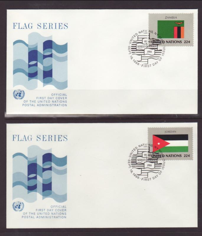 UN New York 477-492 Flags 1986 Geneva S/16 U/A FDC