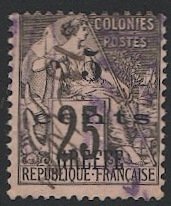 French Colonies France 1892 5c / 25c Court Fee (Geffe) Revenue Used