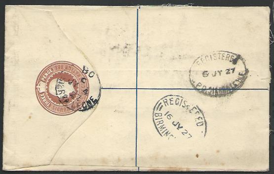 SIERRA LEONE 1927 GV 3d Registered cover to UK, ex BO......................57010