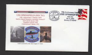 NAVAL COVER - USS SPRINGFIELD SSN-761 - 10th ANNIVERSARY OFCOMMISSIONING