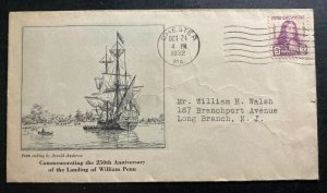 1932 Chester PA USA First Day Cover FDC William Penn Landing Anniversary