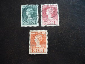 Stamps - Netherlands - Scott# 124,126,127 - Used Part Set of 3 Stamps