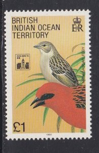 British Indian Ocean Territory # 105, Birds - Madagascar Fodies, Mint NH, 1/3