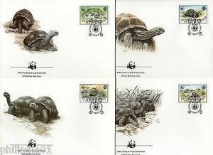 Seychellles Zil Elwannyen Sesel 1985 WWF Giant tortoise Reptiles Sc 106-9 FDCs