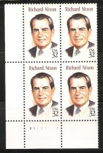 US #2955 MNH Plate Block. Richard M Nixon