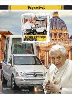 St Thomas - 2021 Popemobile Vehicles - Stamp Souvenir Sheet - ST210622b