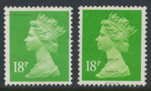 GB  Machin 18p X913 Center band pair showing phosphors Used SC# MH104 scans d...