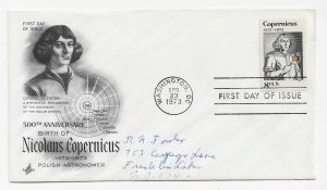 US 1488 8c Copernicus single on FDC Artcraft Cachet ECV $6.00