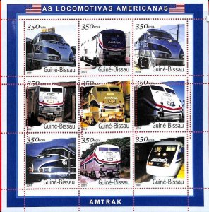 A0870 -  GUINEA-BISSAU - ERROR   MISSPERF SHEET - TRANSPORT American Trains 2001