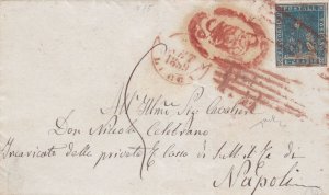 1857 TUSCANY, n . 15 6 blue crazie ON LETTER FROM LUCCA Chiavarello certificate