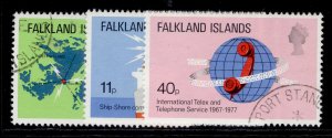 FALKLAND ISLANDS QEII SG328-330, 1977 telecomminications set, FINE USED.