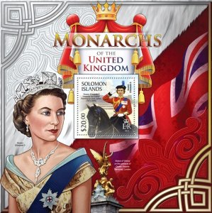 SOLOMON IS.- 2013 - Monarchs of the UK - Perf Souv Sheet - Mint Never Hinged
