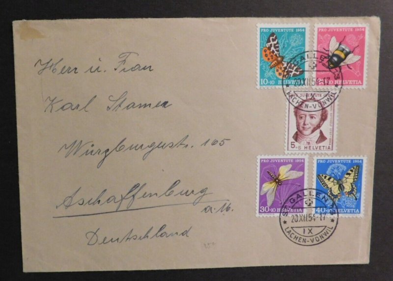 1954 Cover St Gallen Switzerland to Aschaffenburg Germany