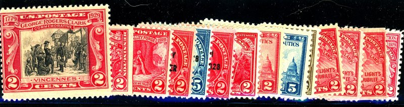 U.S. #643-651, 653-657 MINT SET HINGED