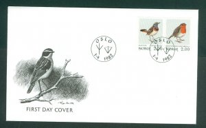 Norway. 1982 FDC. Cachet, Sparrow. Sc. #. 800-801. Blue-Throat. Robin.