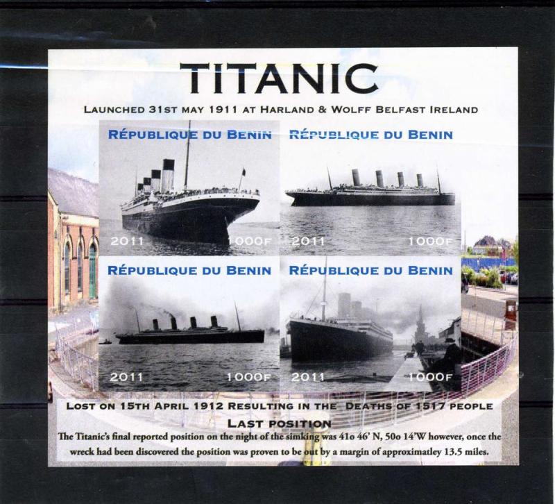 THE TITANIC Sheet (4) Imperforated Mint (NH)