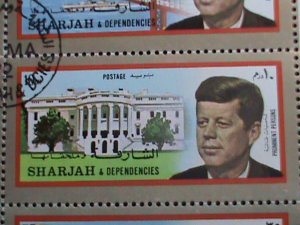 SHARJAH-1972 JOHN F. KENNEDY & THE BEAUTY OF AMERICA CTO MINI SHEET- VERY FINE