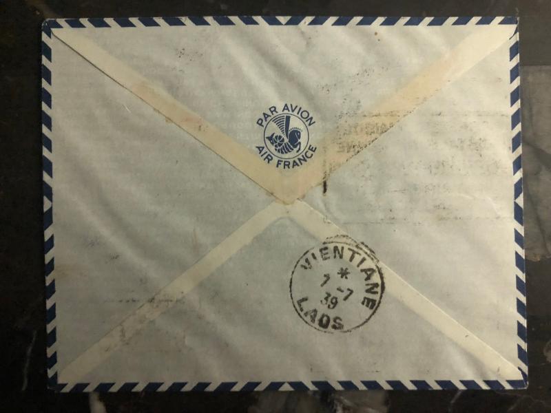 1939 Saigon Laos Hanoi Vietnam First Flight Cover 200 Flown FFC via Air France