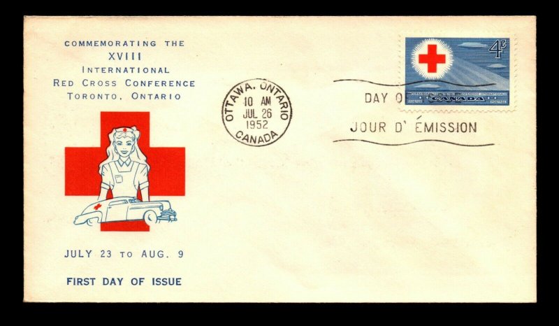 Canada 1952 Red Cross Series FDC / Nice Cachet / Erased Address - L12379