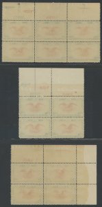 USA C23 - 6 cent Eagle airmail - 3 flavors of mint plate blocks