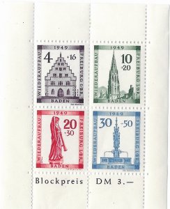 Germany - Baden  5n B8a  1949   S/S  VF Mint  - Hinged
