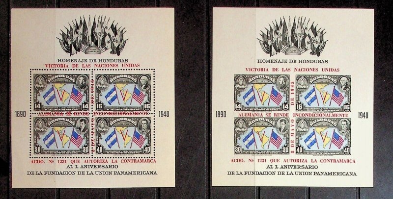 HONDURAS Sc C99-100+C153-4+C187 NH ALL 5 S/S OF 1940 -PAN AMERICAN UNION